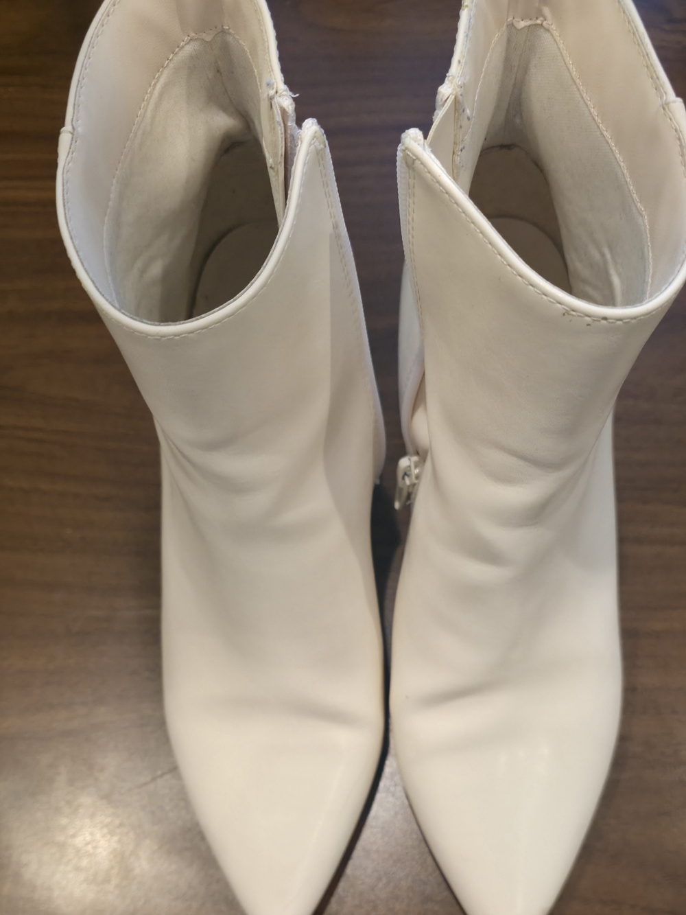 Madden Girl White Pointed Toe Ankle Heeled Boots